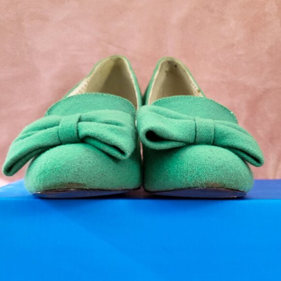 BAIT Modest Heels w/ Bow Wool / Felt Texture, Mint Green, Size 10 - Picture 4 of 8